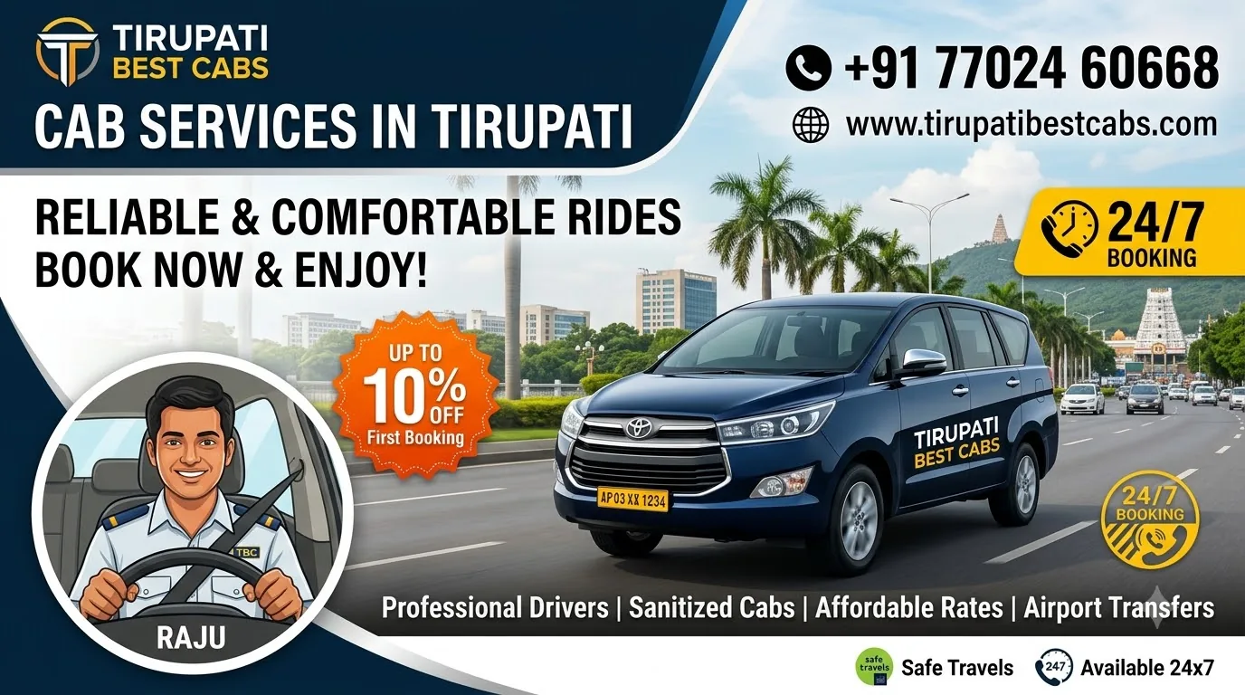 Experience Reliable and Safe Cab Journeys Across Tirupati | Cab in Tirupati, Tirupati cabs, Tirupati taxi service