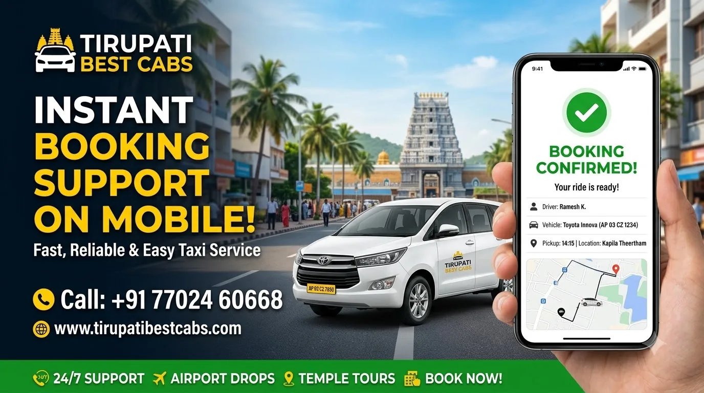 Instant Booking support on mobile | Cab in Tirupati, Tirupati cabs, Tirupati taxi service